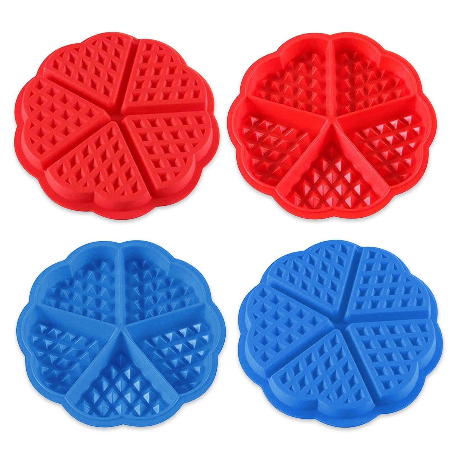 4Pcs 5-Link Waffle Molds, Silicone Waffle Molds, Baking DIY Tools, Cake and Cookie Baking Decorating Tools, Kitchen Baking Tools, Silicone Muffin Pans