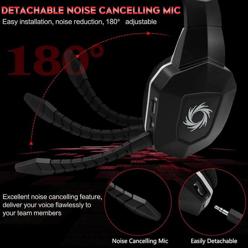 Cuffie Gaming Wireless per Switch/Ps4/Ps5/PC, 2,4GHz Wireless+Bluetooth,Cuffie da Gaming Senza Filo potenziamento dei bassi, Durata di Oltre 30+ Ore (Silvery)