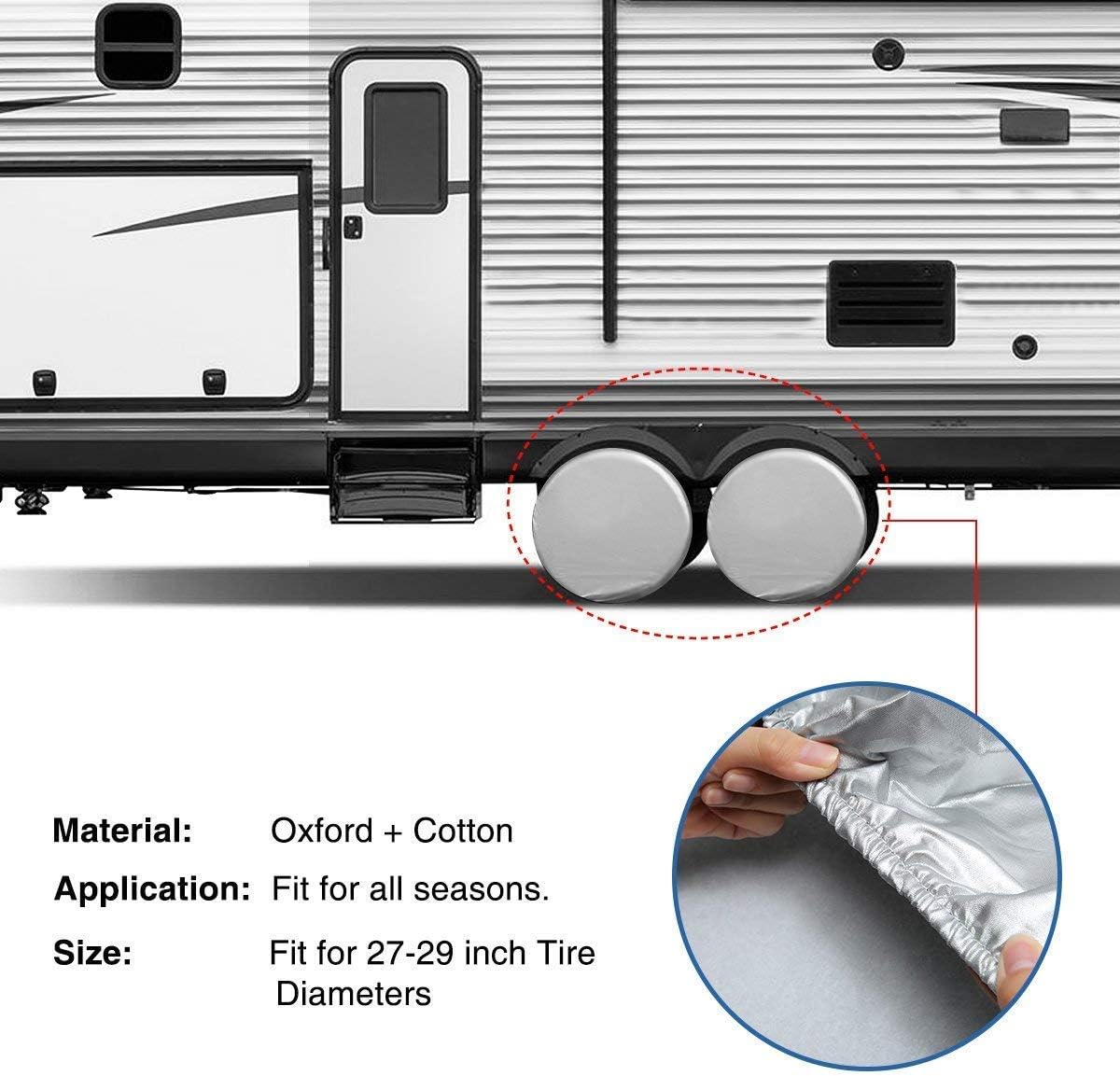 Tire Covers for RV Wheel ELUTO Set of 4 Motorhome Wheel Covers Waterproof Oxford Cotton Tire Protectors Tire Covers Fits 27" to 29" Tire Diameters: Automotive