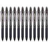 ParKoo Retractable Erasable Gel Pens Clicker Fine Point 0.7 mm, No Need for White Out, Black Ink for Completing Sudoku and Crossword Puzzles, 12-pack