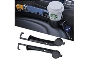 BERYLINS Dual Slot Car Seat Gap Organizer with Cup Holder, Universal Auto Gap Filler Strip 2 Pack with Seat Belt Holes, Carseat Side Gap Guard Spacer Accessories to Fill The Space Between Front Seat & Console
