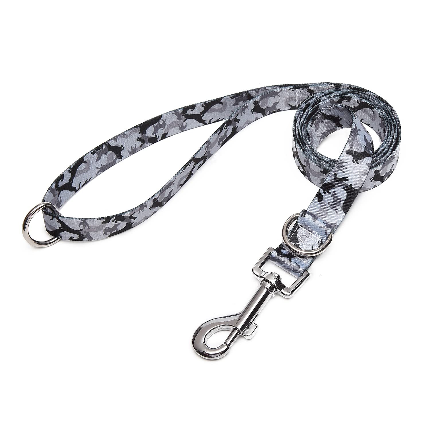 Suredoo Soft Nylon Dog Lead Leash with Colorful Patterns, Comfortable Strong Dog Training Walking Lead Leashes with 2 D-ring for Small Medium Large Dogs, (Grey Dog Camouflage)