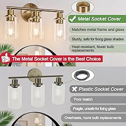 3-Light Bathroom Light Fixtures, Brushed Brass