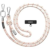 MAGEASY Universal Cell Phone Lanyard - Anti-Theft Thick Rope Crossbody Phone Strap for iPhone 17 Pro Max & Most Smartphones, for Men & Women | 8.3mm Beige/Orange