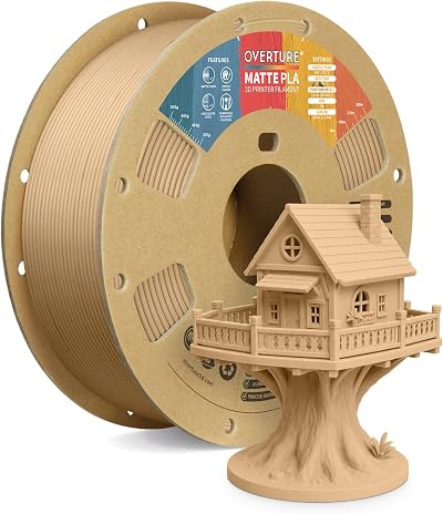 OVERTURE Matte PLA Filament 1.75mm 1kg Light Brown 3D Printer