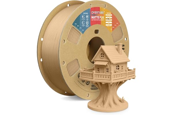 OVERTURE Matte PLA 3D Printer Filament 1.75mm, Matt Surface & Low Warping Filament 1kg Spool (2.2 lbs), Accuracy +/- 0.02 mm,