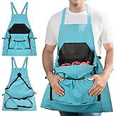 Lavendex Gardening Apron with Pockets for Women – Harvest Apron for Garden Vegetables, Water Resistant Adjustable Cross Back Tool Apron, Gardening Gift for Plant Lovers & Gardeners - Blue