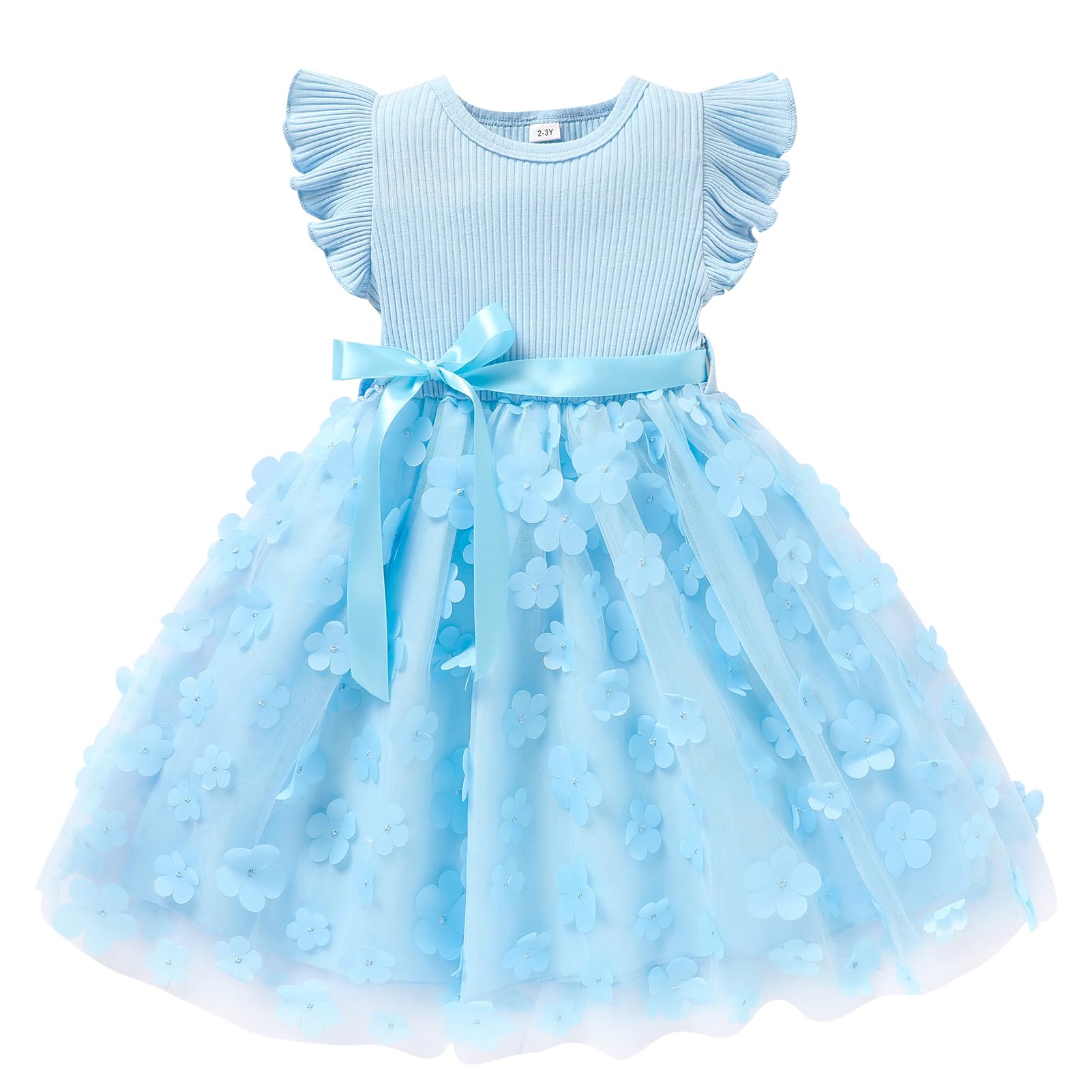 Photo 1 of Sinhoon Toddler Girl Tulle Dress Summer Ruffle Sleeveless Baby Girl Fashion Casual Dresses(Blue,4T)