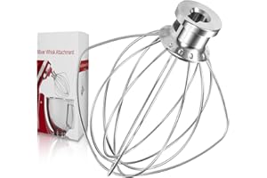 SNNYNYX K45WW 6 Wire Whip Attachment for KitchenAid 4.5 5 Quart Tilt-Head Stand Mixer, Dishwasher Safe, Stainless Steel Whisk for Kitchen Aid Mixer Accessory Replacement Parts