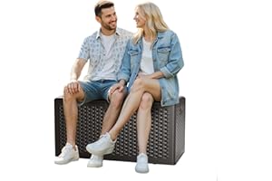 Ortus Collective 80 Gallon Resin Deck Box, Waterproof & Outdoor Indoor Lockable Storage Box for Patio Furniture Cushions Garden Tools (Brown)