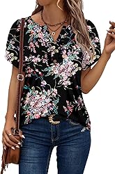 KISSMODA Women's Tunic Tops Casual V Neck Short