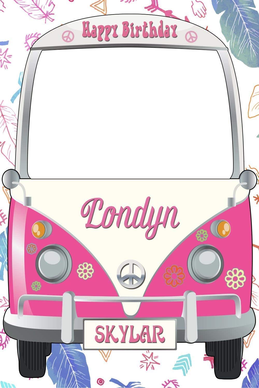 Home & Garden 48x36; 1960s Van sizes 36x24 Large Personalized Hippie Van Photo Booth Prop Party