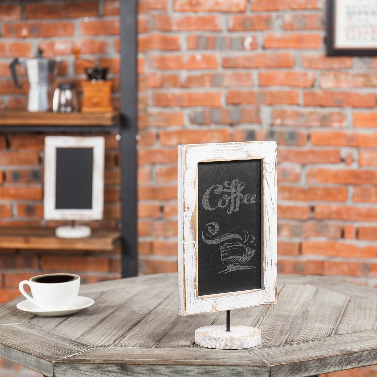 MyGift 12-Inch Burnt Wood Framed Memo Chalkboard, Countertop Home Message Board Sign, Set of 2: Kitchen & Dining