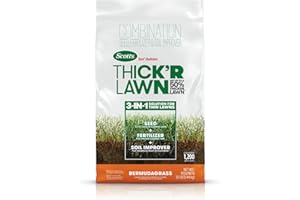 Scotts Turf Builder Thick'R Lawn Bermudagrass, Combination Seed, Fertilizer and Soil Improver, Thickens Thin Grass, 12 lbs.