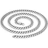 OLARCU Mens 5MM Gold Plated/Silver Stainless Steel Miami Cuban Link Chain Necklace for Men