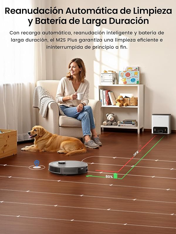 M2S Plus Robot Aspirador y Fregasuelos 10000pa Autolimpieza 75 Días