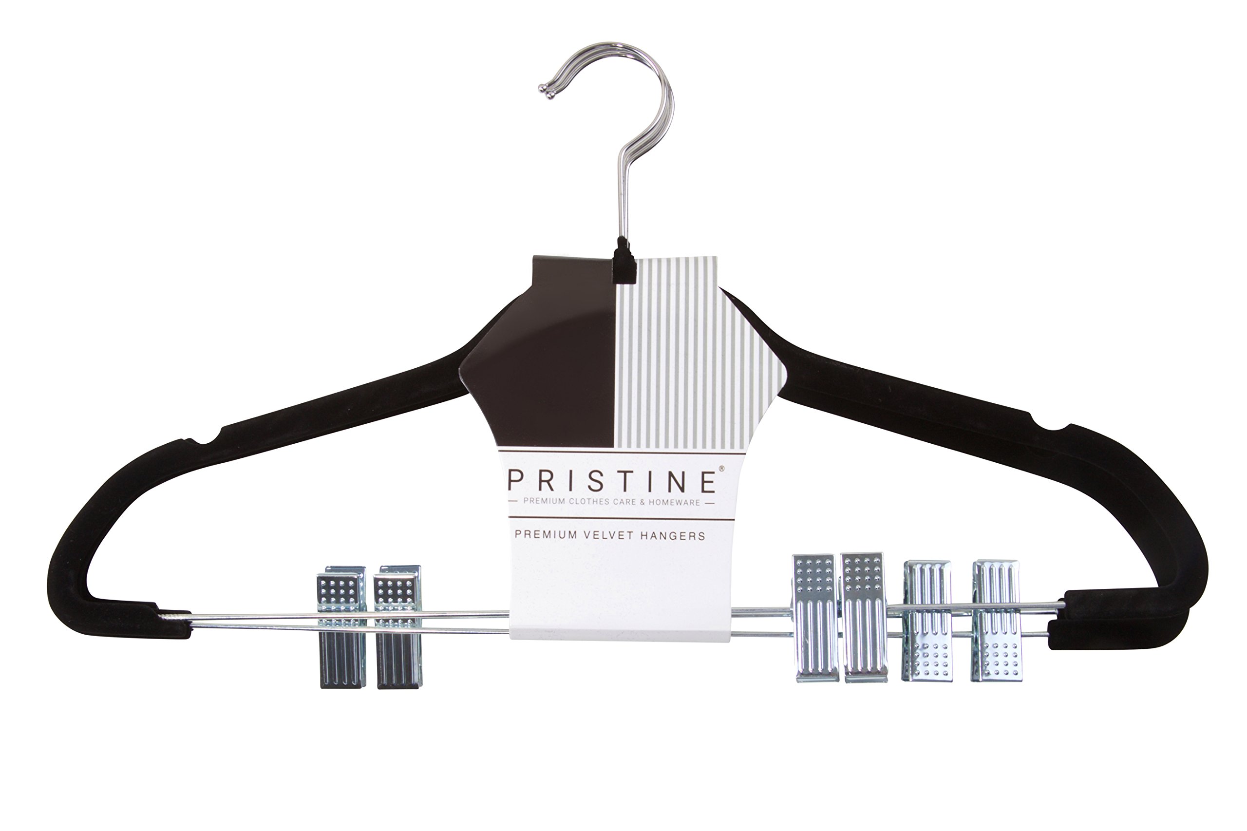 Pristine Pack of 3 Velvet Hangers with Skirt Clips