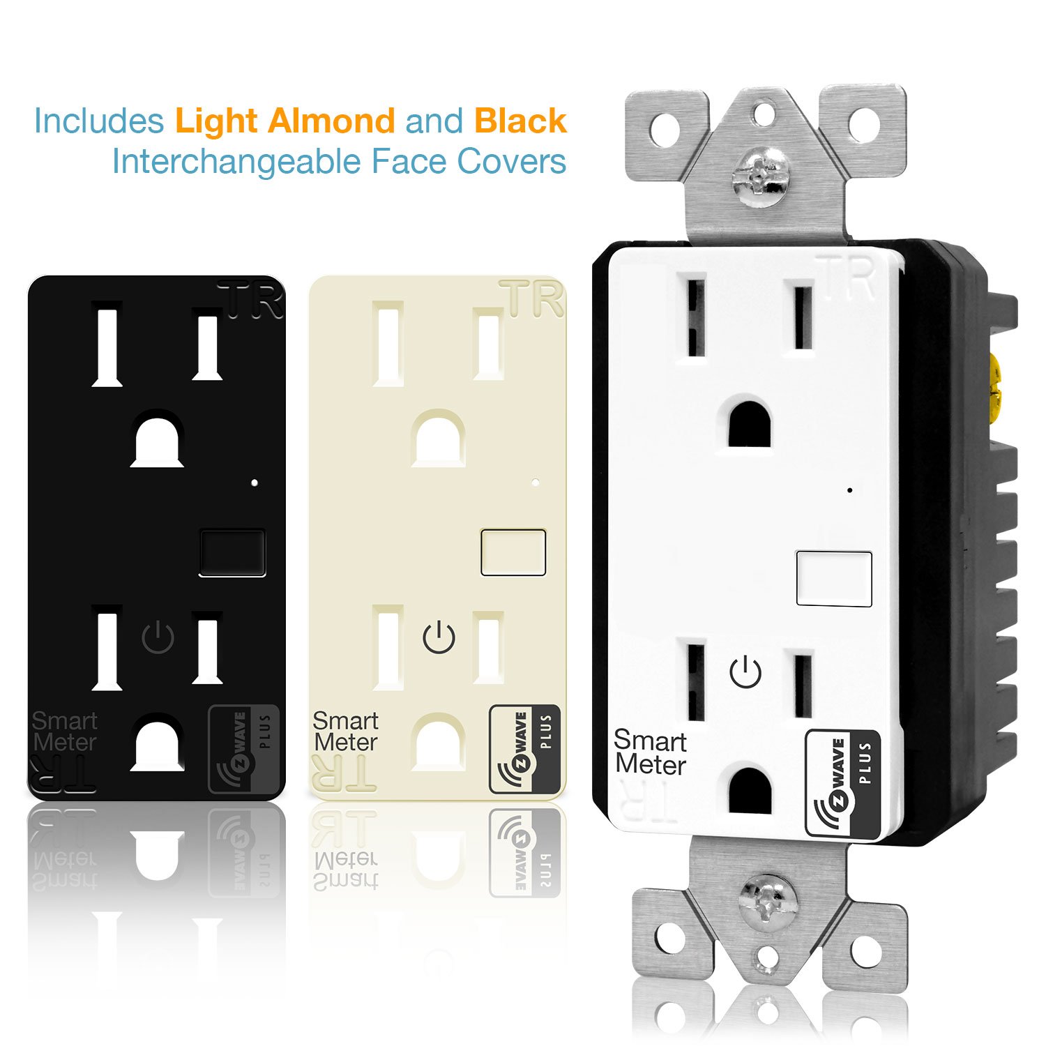 ENERWAVE ZWave Plus Wall Outlet with Smart Meter Energy Monitor, for