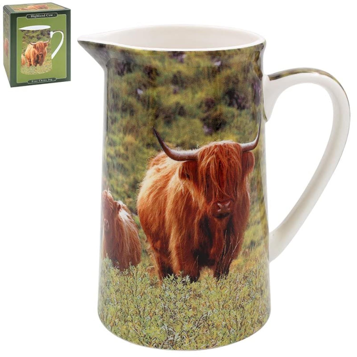 Lesser & Pavey British Designed Jug for Kitchen and Home | Lovely Printed Jug for Milk Water Juice and Other Needs | Perfect for Home & Office Kitchens - Cow & Calf jug