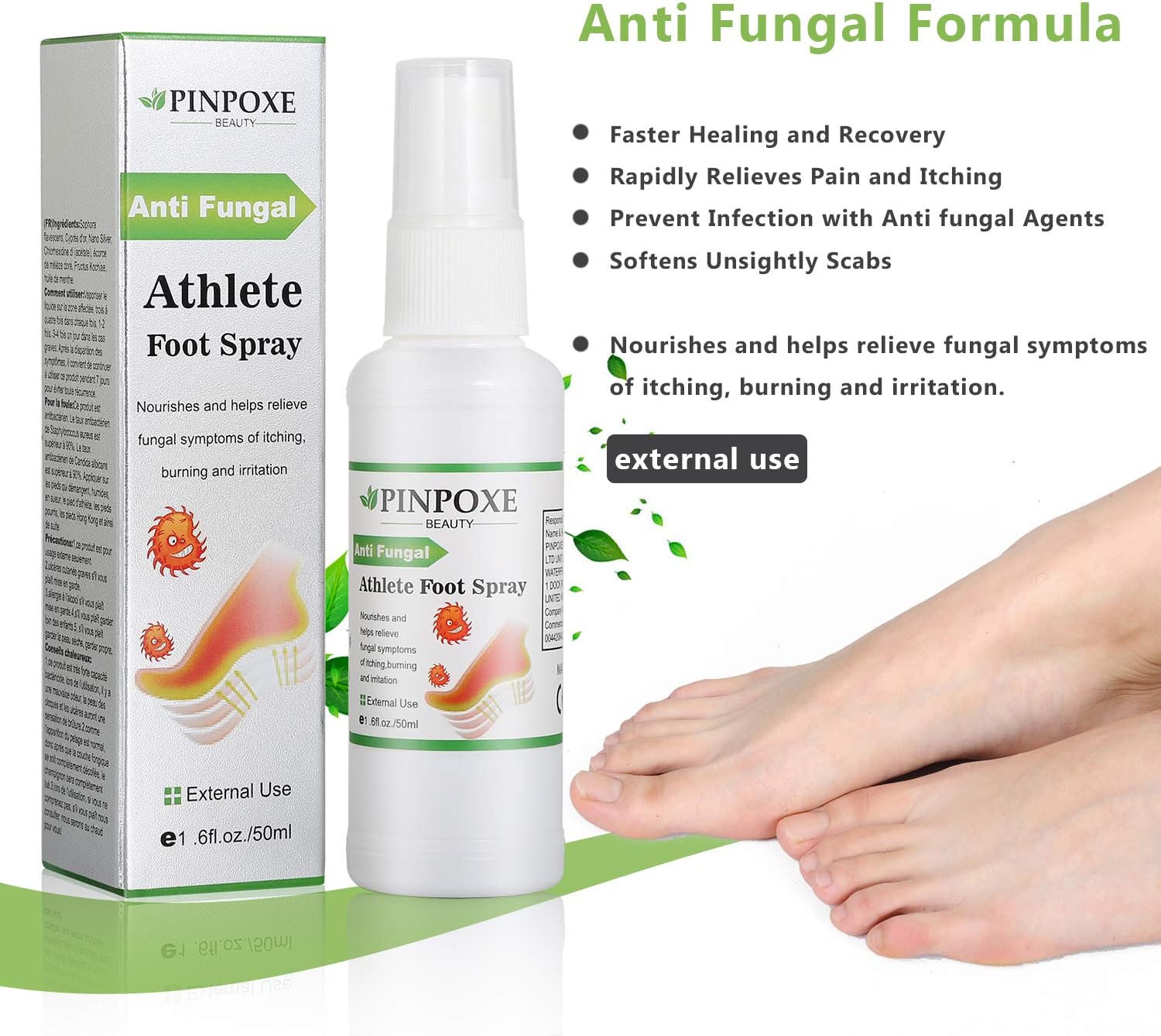 Foot Spray, Natural formula, Athletes Foot, Ringworm, Jock Itch and Foot Infections. Effectively Soothes in Minutes-Fights Against: Health & Personal Care