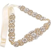 WEZTEZ Wedding Belt with Rhinestones Beads Sash Organza Bridal Belt for Wedding Gown Rose Gold Plus Size