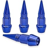 MEAJOO 4PCS Spiked Style Tire Valve Stem Caps, Universal Aluminium Alloy Dustproof Tire Valve Stem Covers for Cars, SUV, Trucks, Bikes, Motorcycles, Bicycles(Blue)