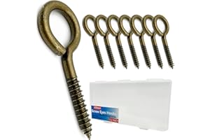 Allkeen 3.2 Inches Bronze Screw Eyes, 8 Pcs Stainless Steel Heavy Duty Screw in Eye Hooks for Indoor Outdoor Use, 200 Lbs Capacity