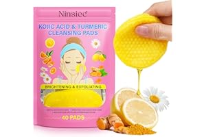 Ninsiec Turmeric Kojic Acid Cleansing Pads, Kojic Acid Turmeric Cleansing Face Pads,Turmeric Kojic Acid Pads for Face,Neously Kojic Acid and Turmeric for Dark Spots,Remove Excess Keratin