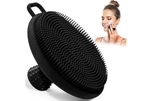 GEENOA Silicone Face Scrubber, Manual Face Scrubber Exfoliator with Soft Bristles and Non-Slip Handle, Gentle Facial Scrubber Face Brush for Super Lathering & Deep Cleansing(Black)