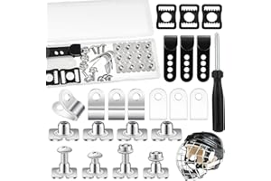 DUNZY 33 Pcs Hockey Helmet Repair Kit Football Helmet Repair Kit Including J Clips R Shape Football Visor Clips Rubber Gaskets Screws with Nuts for Youth Adults Hockey Baseball Sports