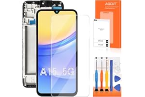 AGCUT INCELL for Samsung Galaxy A15 5G Screen Replacement for Samsung A15 5G LCD Display SM-A156U SM-A156P SM-A156W LCD Digitizer Screen Touch Assembly Black with Frame