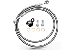 MoKitDora 42.5" Braided Extended Front Brake Lines Stainless Steel Oil Hose for Harley 2004-up Sportster 2018-up Softail Models 12" Handlebar without ABS, Silver