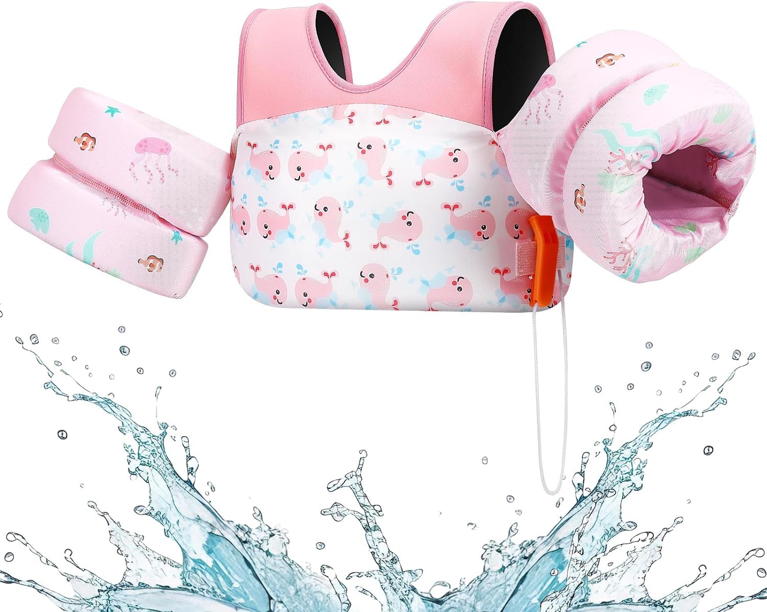 HeySplash Swim Vest for Kids, Toddler Pool Floaties, Children Swimming Vest with Adjustable Strap, Swim Jacket Water Wing Arm Float, Puddle Sea Beach Boat Jumper Boy Girl Baby