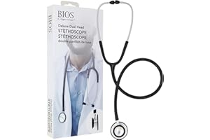 BIOS Diagnostics Deluxe Dual Head Stethoscope in Black, Doctors, Nurses, Students, Home Health, Lightweight, Clinical, First 
