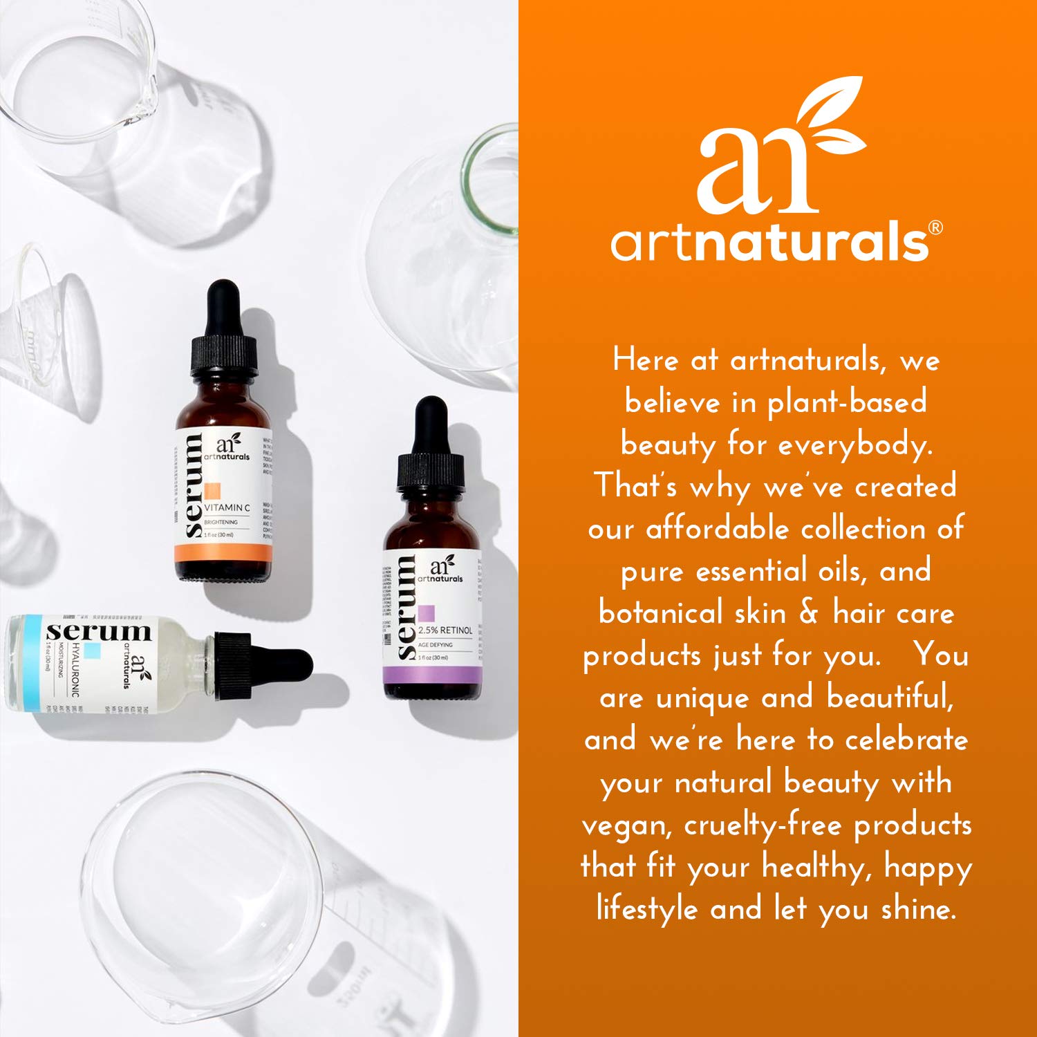 ArtNaturals Anti-Aging-Set with Vitamin-C Retinol and Hyaluronic-Acid - (3 x 1 Fl Oz / 30ml) Serum for Anti Wrinkle and Dark Circle Remover – All Natural and Moisturizing: Beauty