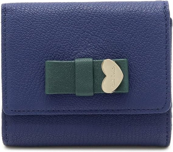 Amazon ポール スミス Paul Smith ポールスミス 3つ折り財布 三つ折り財布 リボン ハートプレート レザー ネイビー 紺 ダークグリーン 緑 Pwu902 中古 Paul Smith ポール スミス 財布