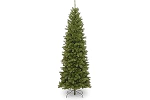 National Tree Company Artificial Slim Christmas Tree, Green, North Valley Spruce, Includes Stand, 6.5 Feet