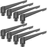 Skweawert 8PCS Adjustable Clamping Lever Handles, M6 Female Thread Knobs Rotating Screw Locking Quick Release Ratchet Push Button Handle, Black