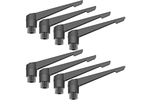 Skweawert 8PCS Adjustable Clamping Lever Handles, M6 Female Thread Knobs Rotating Screw Locking Quick Release Ratchet Push Button Handle, Black