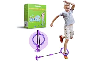 Bearsport Ankle Skip Ball for Kids - Foldable Flash Wheel Skip-it Ball - Outdoor Indoor Fitness Jump Rope Game Toys - Gifts for Boys & Girls 5 6 7 8 9 10 Years Old (Purple)