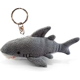 Puzzled Grey Shark Plush Stuffed Animal Keychain Accessories for Backpack | novelty keychain accessories for purse charm backpack keychain for women cute gifts sea animal purse decor ocean animal