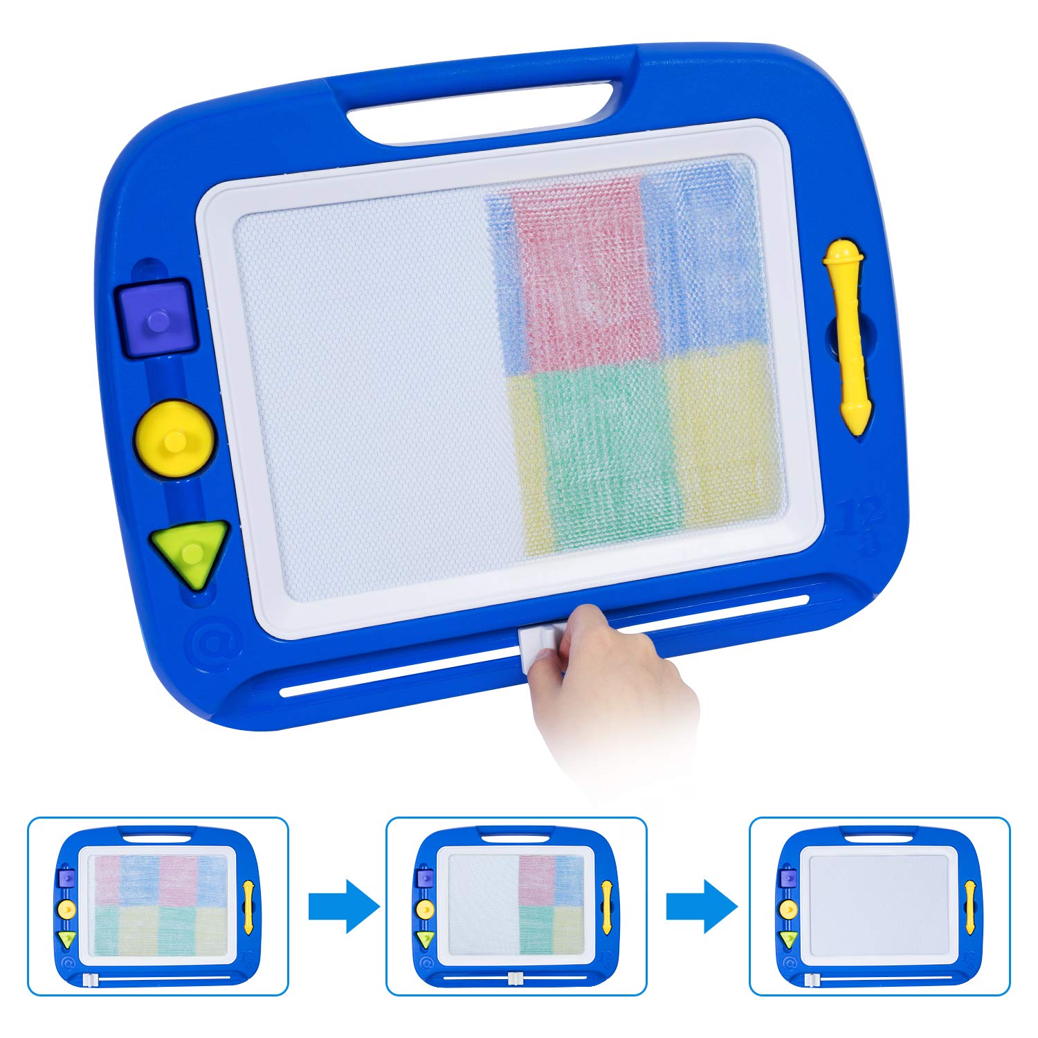 SGILE Magnetic Drawing Board Toy for Kids, Large Doodle Board Writing Painting Sketch Pad, Blue