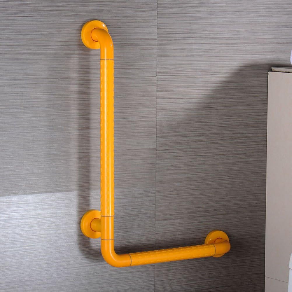 DFHHG® Bathroom Grab Bars, L-type Stainless steel ABS Punch installation Non-slip Antibacterial Accessible Yellow White 400 * 600 * 90mm Stable and strong ( Color : Yellow )