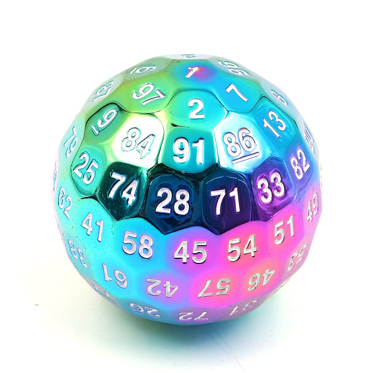 DollaTek Metal Polyhedral Dice 100 Sides 50mm Used for Dungeon and Dragon DND Dice Game - Colorful