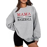 UYIQL Mama Sweatshirt Oversized Long Sleeve Cheer Mom Shirt for Baseball Football Soccer Baketball Dance Sport Pullover Tops
