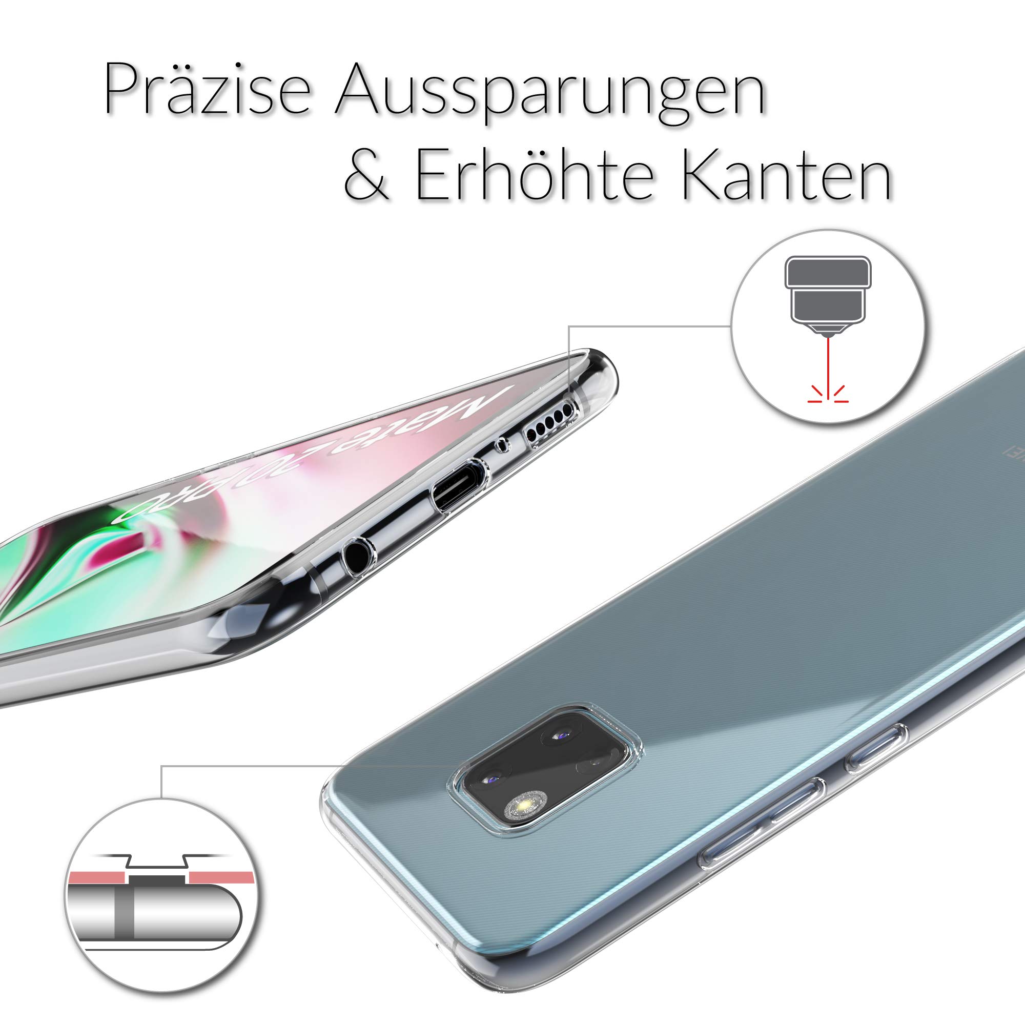 UTECTION Handyhülle Silikon für Huawei Mate 20 Pro - Robuster Schutz, Ultra-Slim, Ideale Passform - Qi-Kompatibel - Mate20 Pro Hülle Transparent - TPU Case Silikonhülle Durchsichtig
