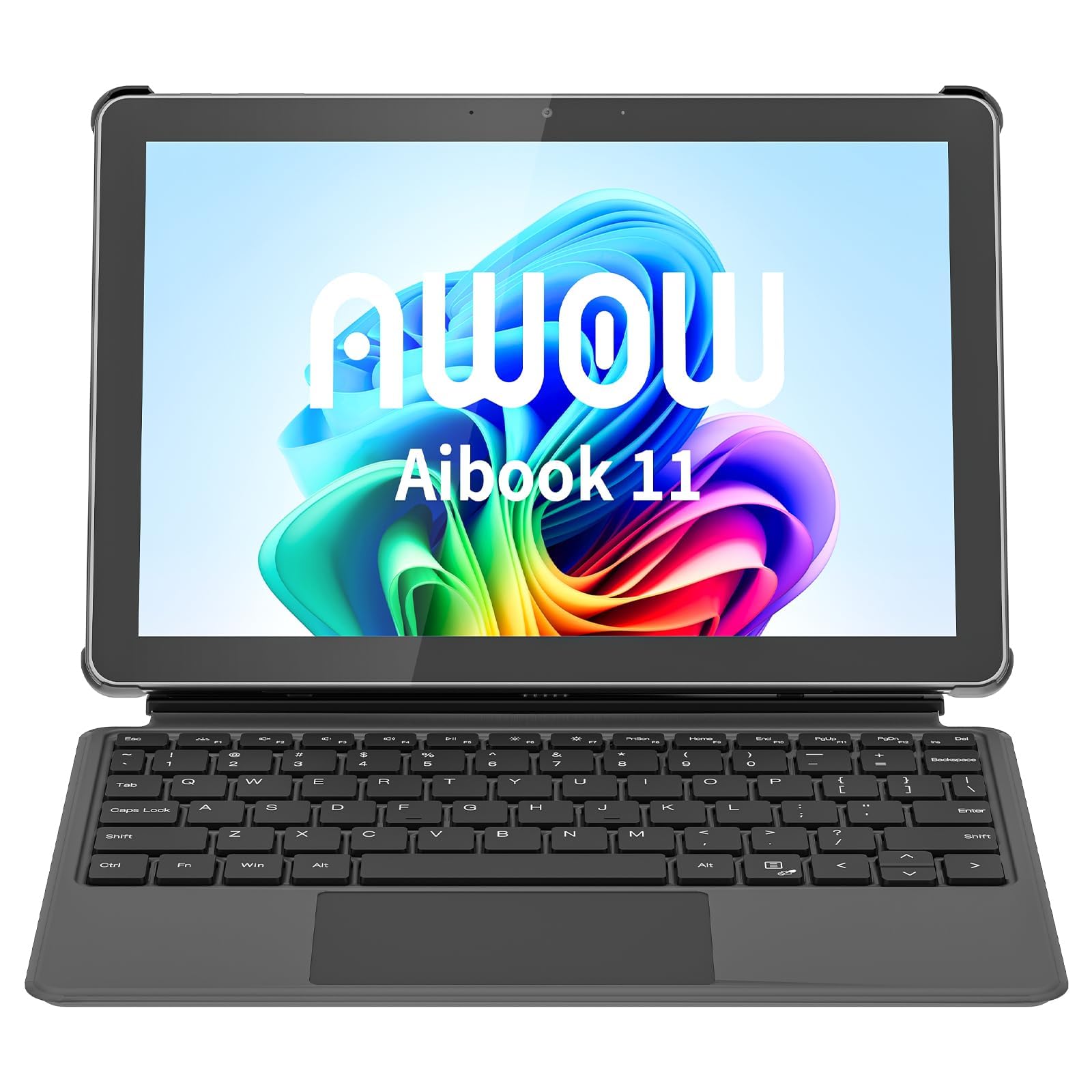 AWOW Tableta de 10,1 con Teclado, Mini Tableta portátil 2 en 1, Intel N150, 12GB RAM 256GB SSD, Pantalla en la Celda, Carga rápida PD de 36W, WiFi 6, BT 5.0, HDMI, Tipo-C, cámara de 8MP+5MP