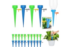 WONGLEA 24 Pack Self Watering Spikes for Indoor/Outdoor Plants,Self Watering Planter Insert with Adjustable Drip Valve,Auto Vacation Plant Watering Devices,Plants Water System,Self-Watering Stakes