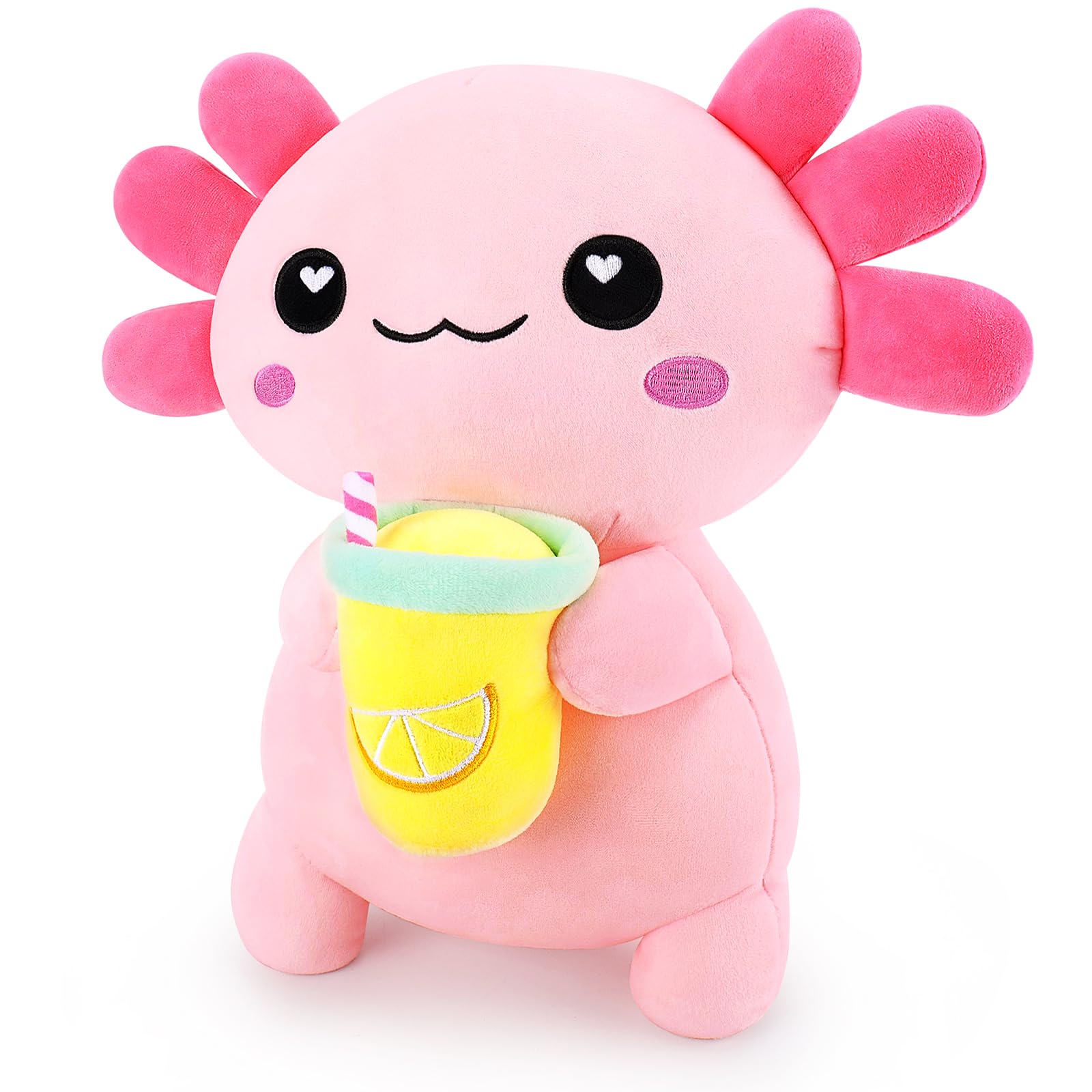 Axolotl Plush Pillow Stuffed Axolotl Stuffed Animal Plush Pillow Cute Plush Toys Animal Toy Hugging Pillow Cushion Pillows Cuddly Toy Soft Lemon Tea Toys for Boys Girls Present 13.7 inch — image 1