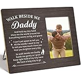 OTINGQD Daddy Picture Frame,Gifts for Dad from Daughter Son,Christmas Fathers Day Birthday Gift for Dad,Walk Beside Me Daddy Wooden Photo Frame